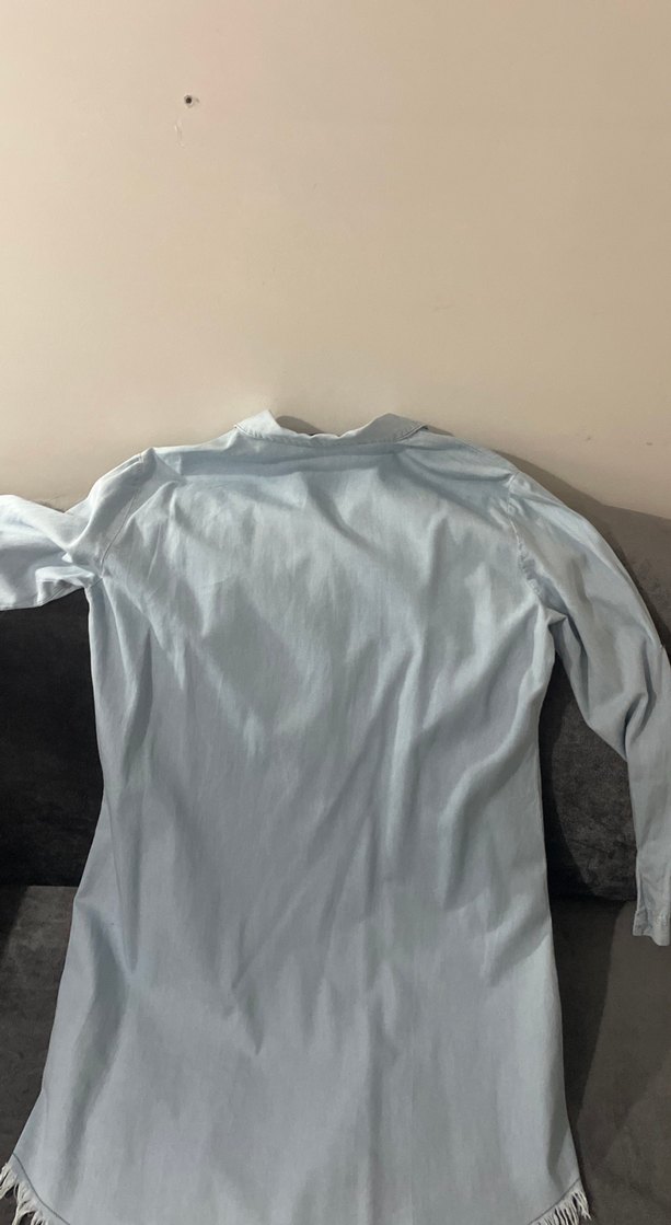 Gri Regular Fit Uzun Kollu Denim Gömlek Elbise — görsel 5/6