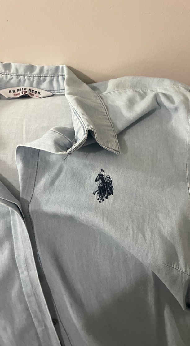 Gri Regular Fit Uzun Kollu Denim Gömlek Elbise — görsel 3/6