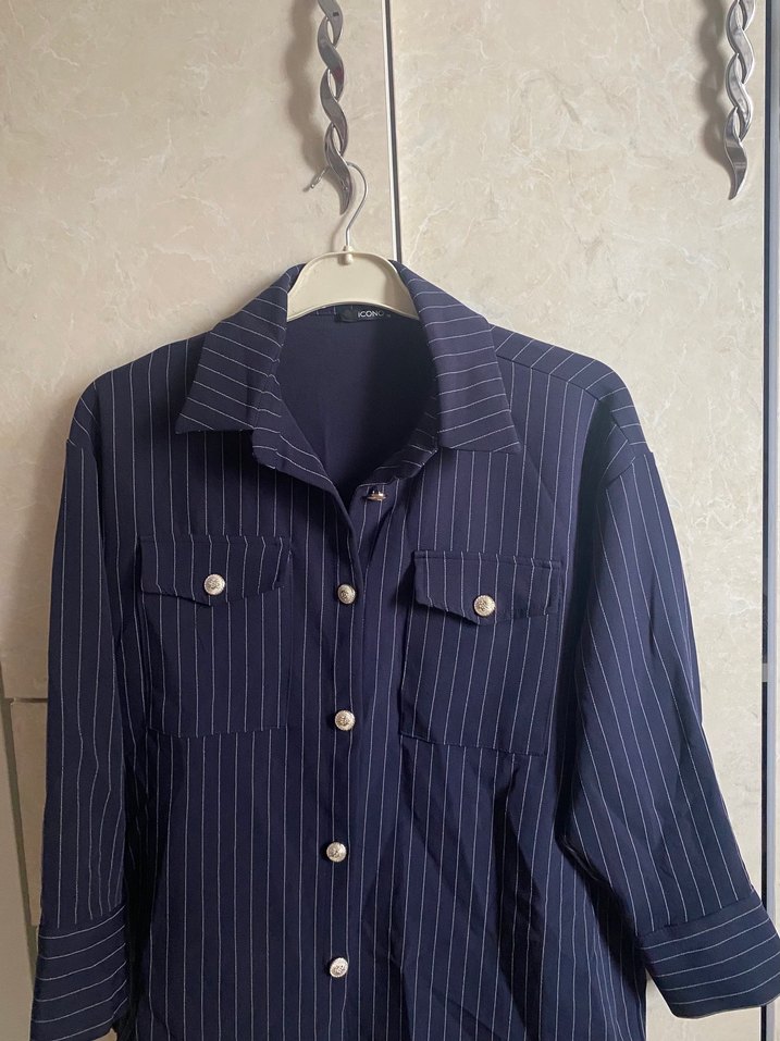 Düğmeli Lacivert Kadın Takım Elbise - Görsel 2