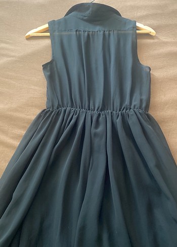 Siyah Düğmeli midi İpek Elbise - Görsel 3