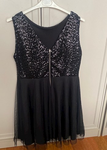 Siyah Parlak Midi Abiye Elbise - Görsel 2