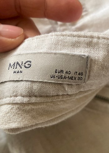 Erkek Bej Keten  Kumaş Pantolon - Görsel 2