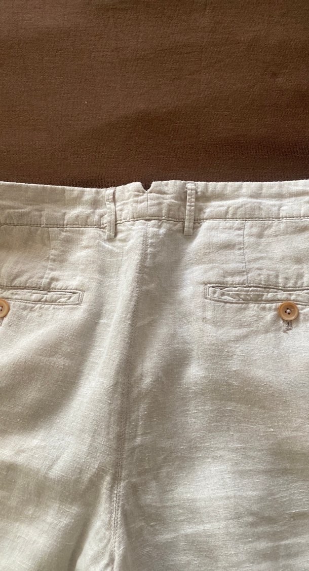 Erkek Bej Keten  Kumaş Pantolon - Görsel 4