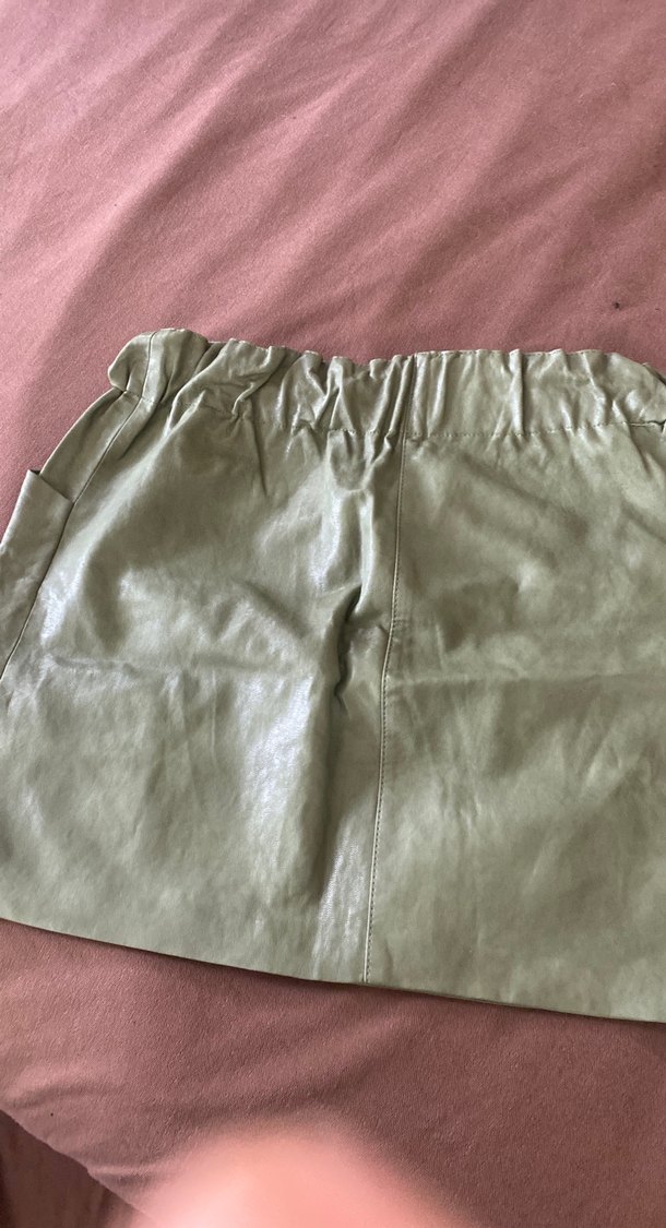 Bej Deri Kemerli Midi Kadın Etek - Görsel 2