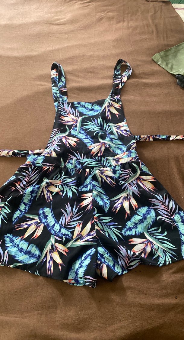 Kadın Çok Renkli Bağlamalı Mini Tulum - Görsel 2