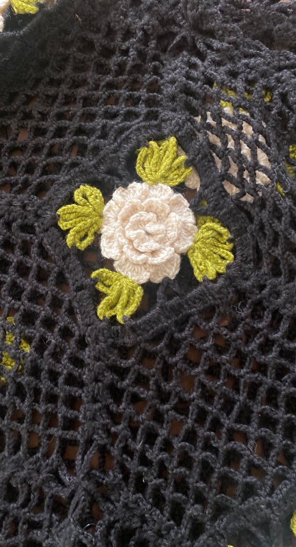 Dantel Detaylı Siyah Örgü Kadın Şal giyilebilir - Görsel 2