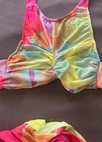 Renkli Bağlamalı Uzun Drapeli Elbise - Görsel 4