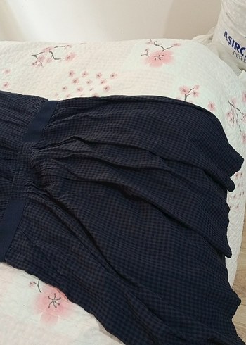 V yaka drapeli lacivert midi elbise - Görsel 4