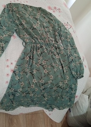 Çiçek Desenli Yeşil Bohem Uzun Elbise - Görsel 2