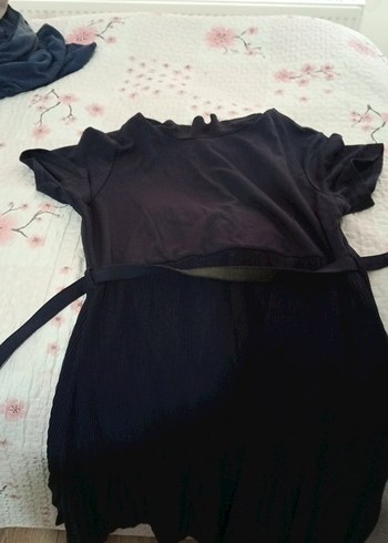 Piliseli Siyah Midi Hamile Eteği - Görsel 5