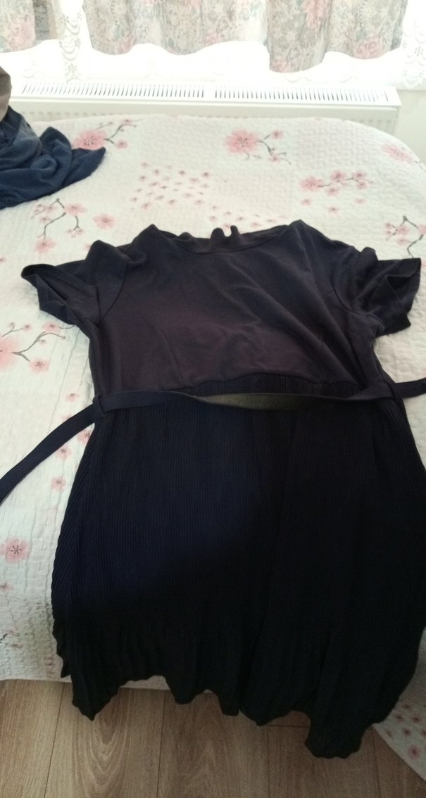 Piliseli Siyah Midi Hamile Eteği - Görsel 5