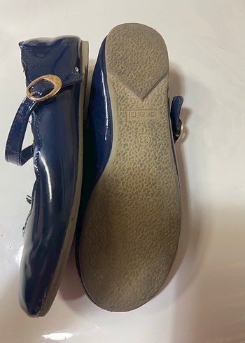 Kız Çocuk Parlak Mavi Tokalı Babet Ayakkabı - Görsel 2