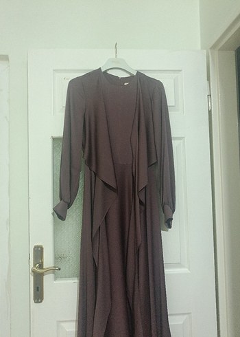 Drapeli Kahverengi Uzun Kollu Kadın Elbise - Görsel 4