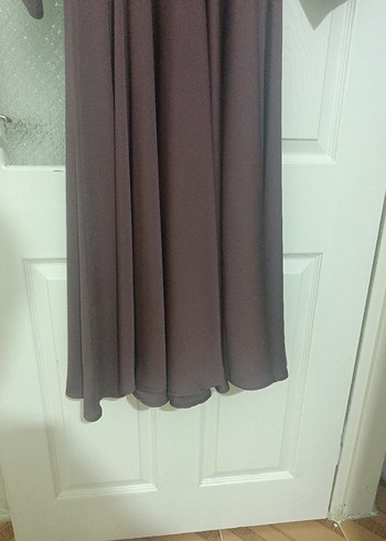 Drapeli Kahverengi Uzun Kollu Kadın Elbise - Görsel 5