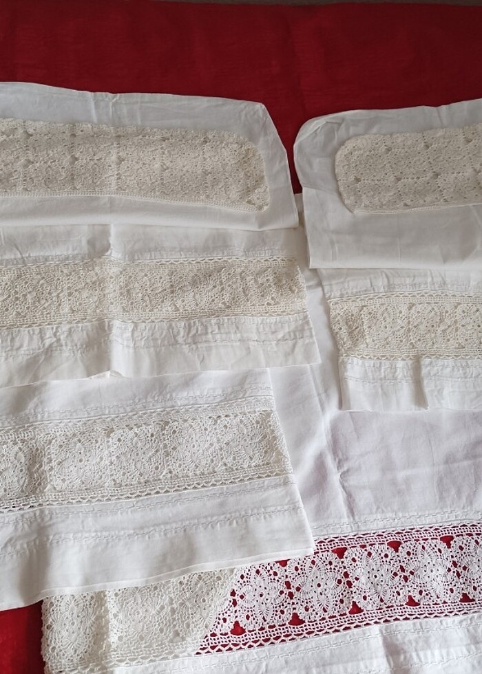 Ara dantelli karyola etek takımı  - Görsel 2