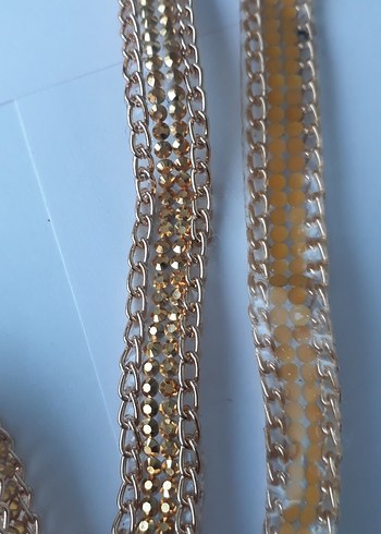 Zincir Detaylı  gold   1 metre  şerit  tekstil giyim aksesuar - Görsel 2