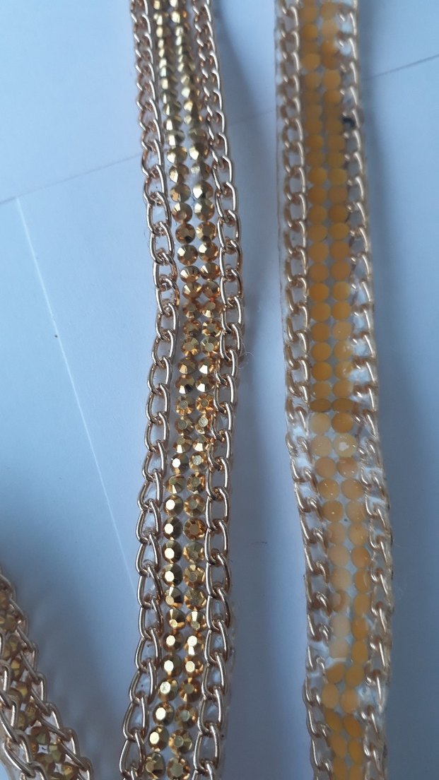 Zincir Detaylı  gold   1 metre  şerit  tekstil giyim aksesuar - Görsel 2