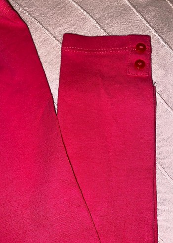 Kız Çocuk Kırmızı Düğmeli Tayt - Görsel 2