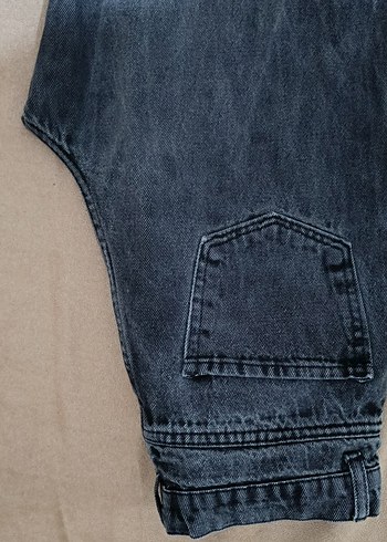 Düğmeli Gri Kadın Denim Jean - Görsel 2