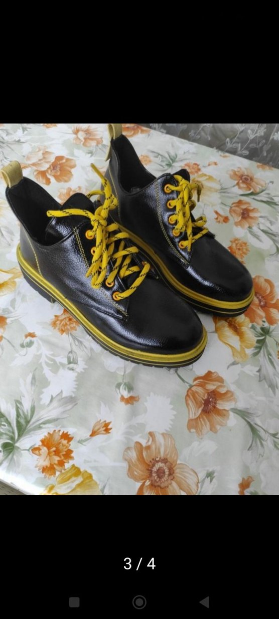 bayan Sarı Bağcıklı Siyah Sokak Stili Ayakkabı 39 numara - Görsel 3
