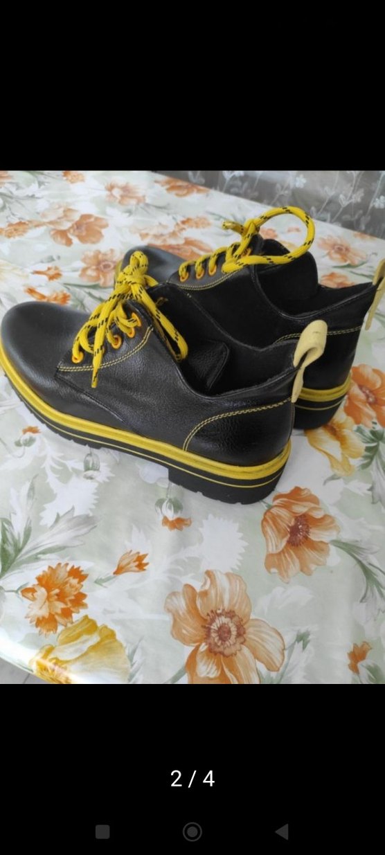 bayan Sarı Bağcıklı Siyah Sokak Stili Ayakkabı 39 numara - Görsel 2