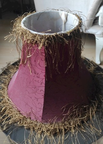 Bordo Saçaklı Abajur Başlığı - Görsel 2