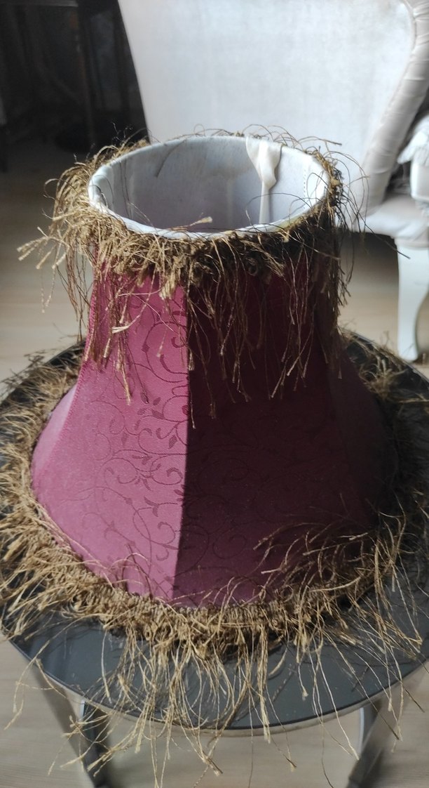 Bordo Saçaklı Abajur Başlığı - Görsel 2