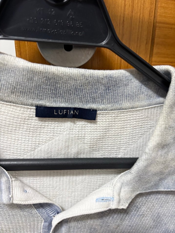 Gri Batik Desenli Erkek Keten Polo Tişört - Görsel 2