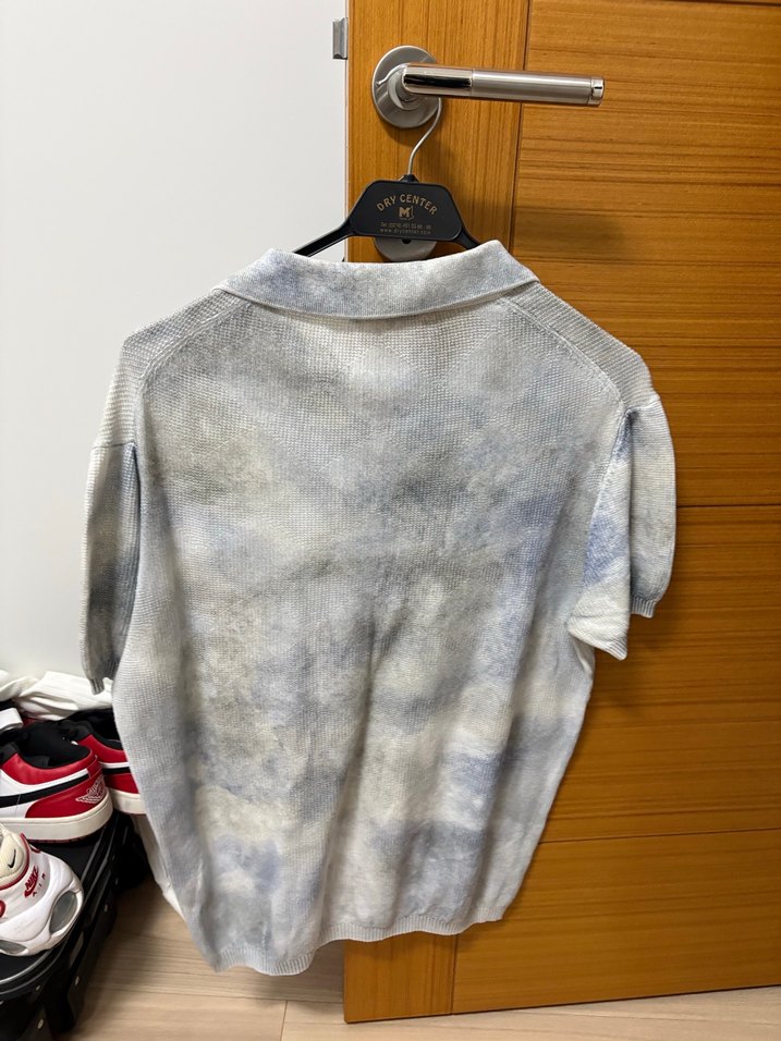 Gri Batik Desenli Erkek Keten Polo Tişört - Görsel 3