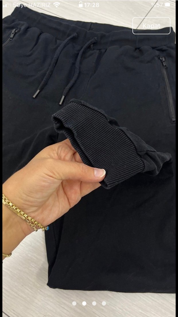 Erkek Siyah Fermuarlı Kısa Paça Eşofman - Görsel 2