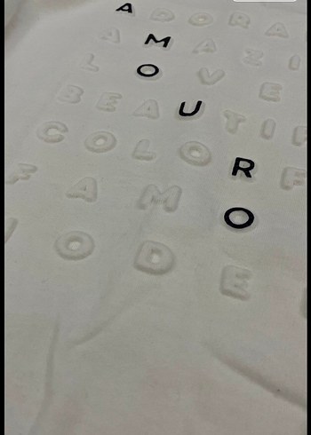 Beyaz Pamuklu Erkek Yazı ve kabartma detaylı Sweatshirt - Görsel 3