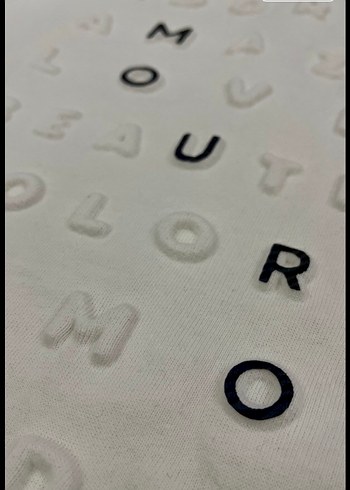 Beyaz Pamuklu Erkek Yazı ve kabartma detaylı Sweatshirt - Görsel 4