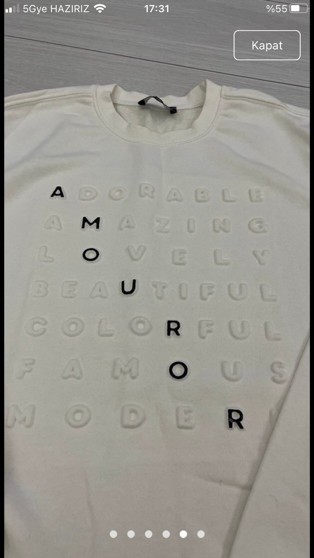 Beyaz Pamuklu Erkek Yazı ve kabartma detaylı Sweatshirt - Görsel 5