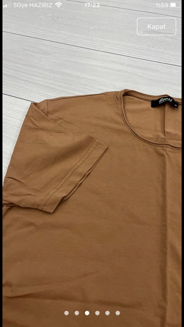 Erkek Kahverengi Kısa Kollu Basic Tişört - Görsel 3