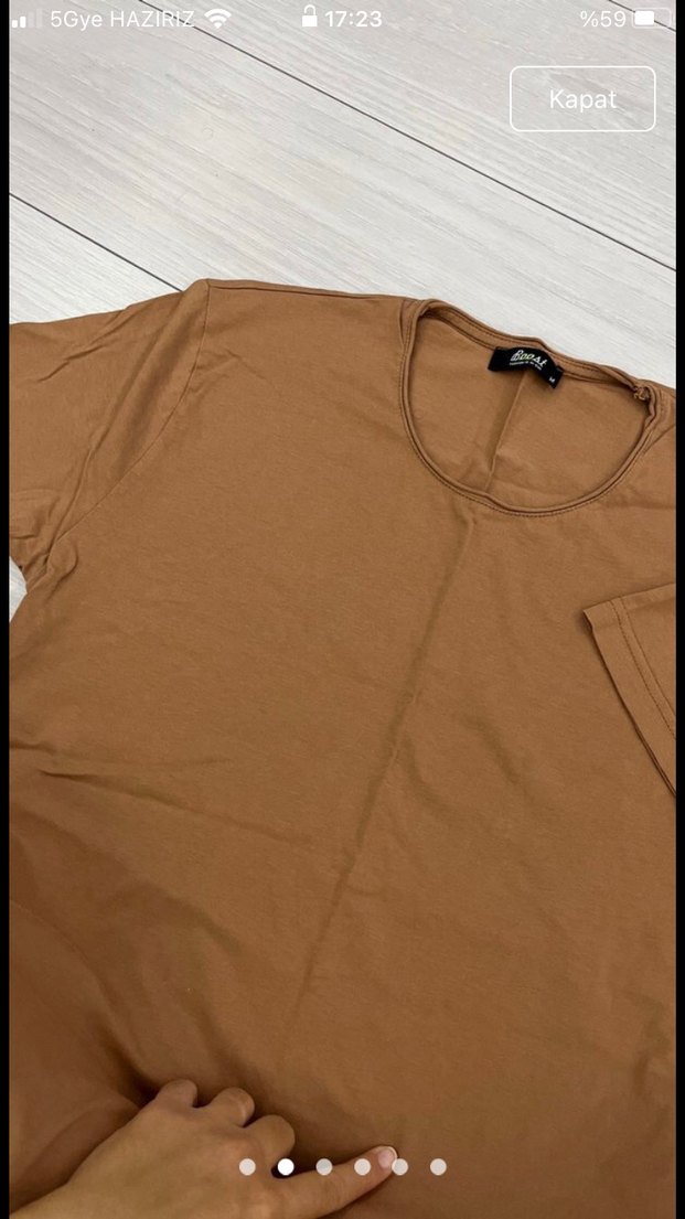Erkek Kahverengi Kısa Kollu Basic Tişört - Görsel 2