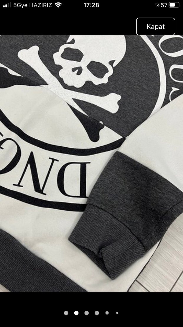 Grunge Punk Baskılı Gri Kadın Sweatshirt - Görsel 2