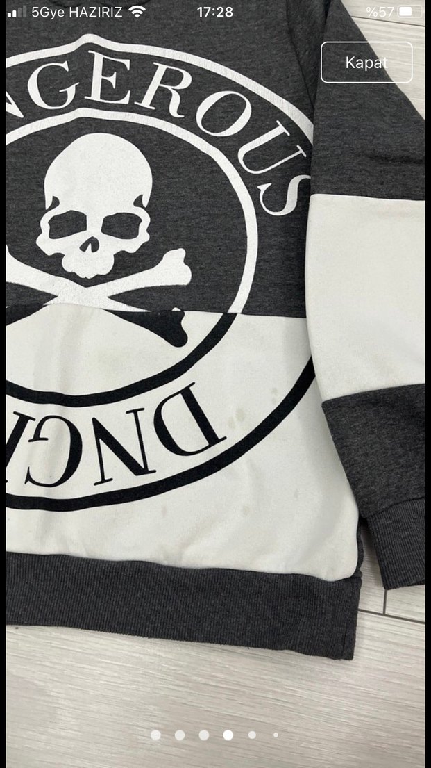 Grunge Punk Baskılı Gri Kadın Sweatshirt - Görsel 4