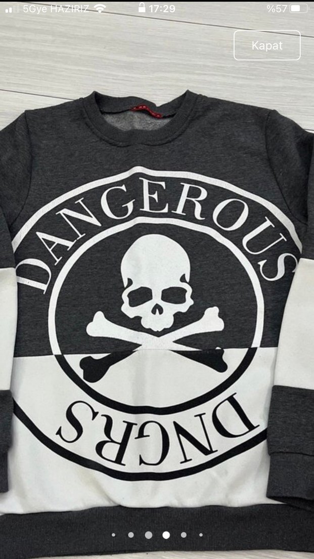 Grunge Punk Baskılı Gri Kadın Sweatshirt - Görsel 5