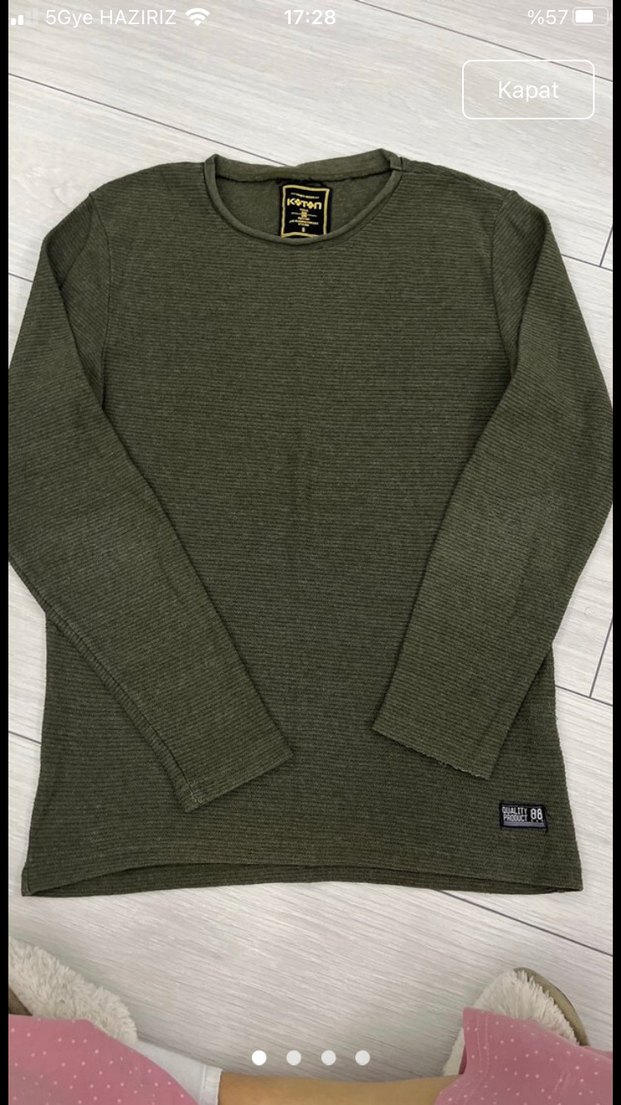 Koyu yeşil Erkek Triko Basic Kazak - Görsel 3