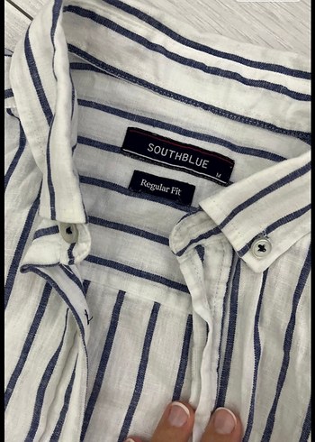Erkek çizgili, Southblue marka M beden gömlek - Görsel 4