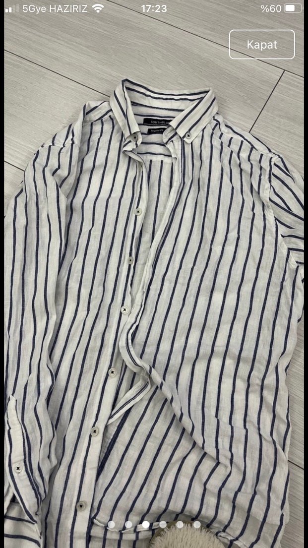 Erkek çizgili, Southblue marka M beden gömlek - Görsel 3