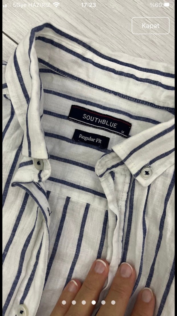 Erkek çizgili, Southblue marka M beden gömlek - Görsel 4