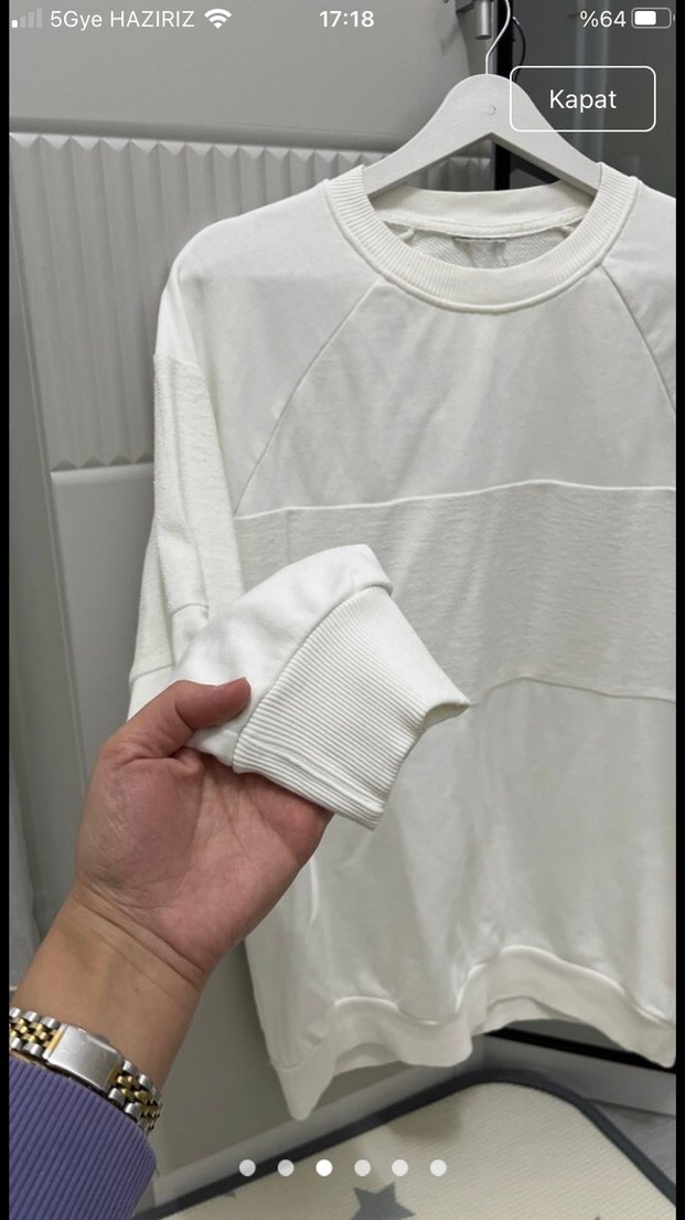 Beyaz Kadın Uzun Kollu Sweatshirt - Görsel 3