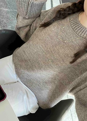 Sütlü kahve trıko kazak - Görsel 2