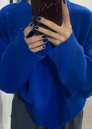 Saks mavi trıko kazak - Ana görsel