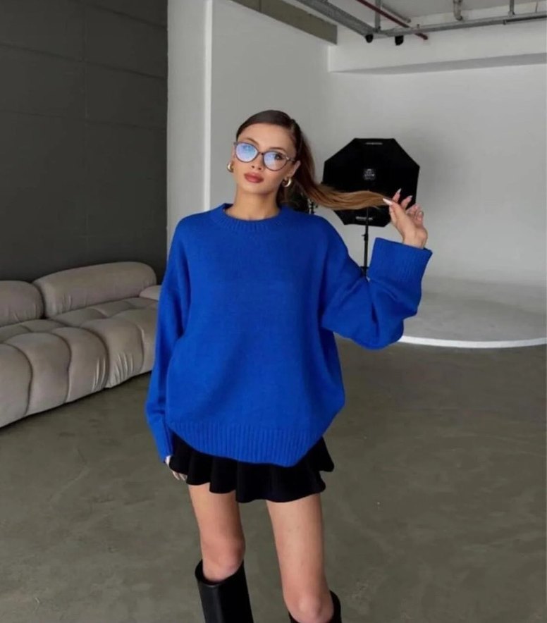 Saks mavi trıko kazak - Görsel 2