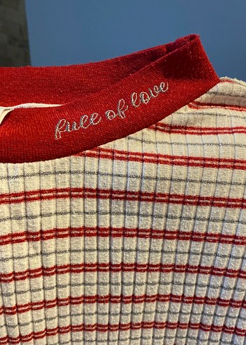 Kadın Kırmızı Çizgili İnce Triko Kazak - Görsel 2