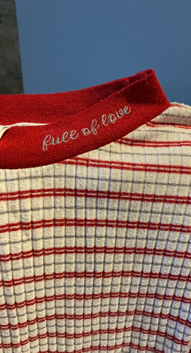 Kadın Kırmızı Çizgili İnce Triko Kazak - Görsel 2