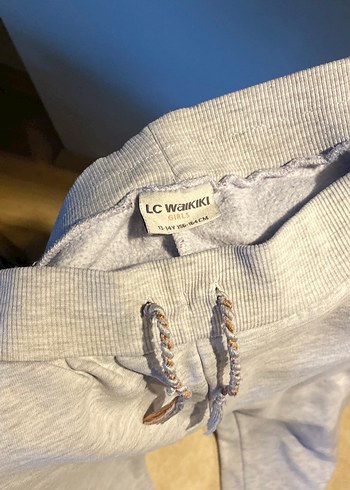 kız çocuk Gri Nakışlı Rahat Bol Kesim Eşofman - Görsel 3