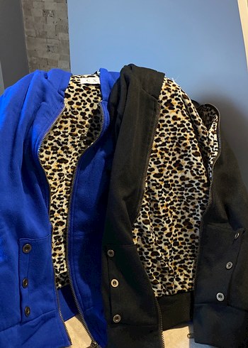 Siyah Leopar Desenli Kadın Süet Ceket - Görsel 11